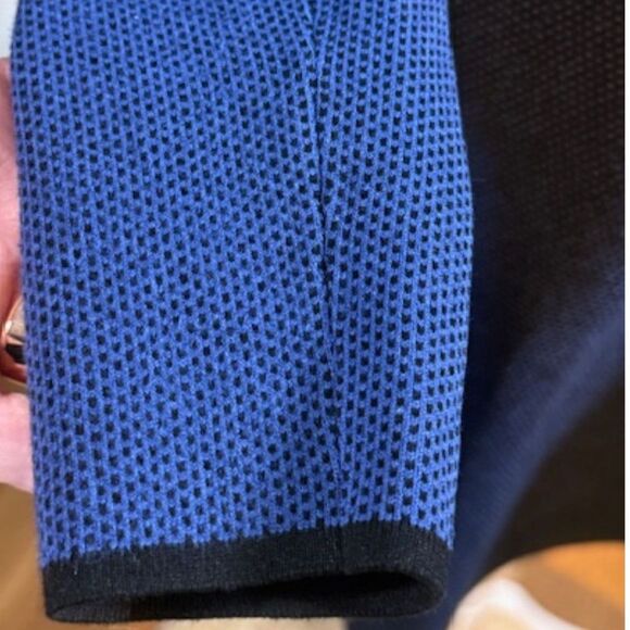 Club Monaco Blue Black Colorblock Sweater Dress Small Long Sleeve Knit - Picture 5 of 10